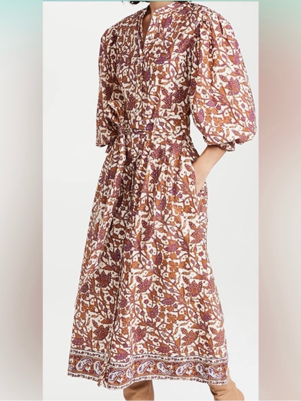 Love the Label Size Small Fall Dress in Rust & Cream Anthropologie